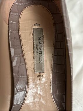 MM Lafleur Brown Croc-Embossed Leather Ballet Flat